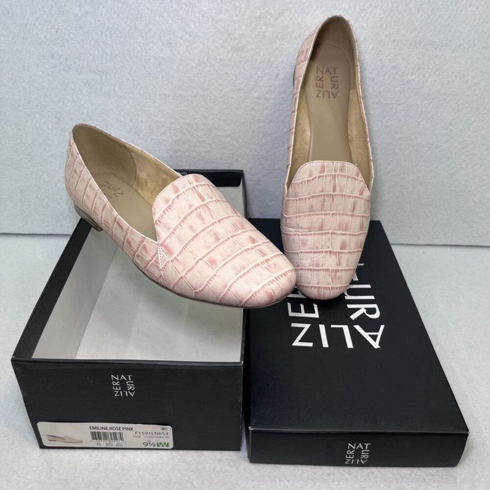 Naturalizer Emiline crocodile pattern leather rose pink womens 9-1/2 WIDE
